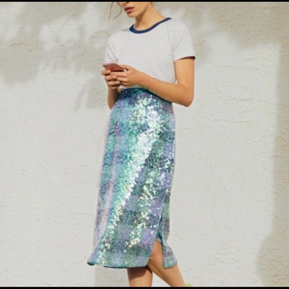 Blue Sequin Maeve Skirt from Anthropologie